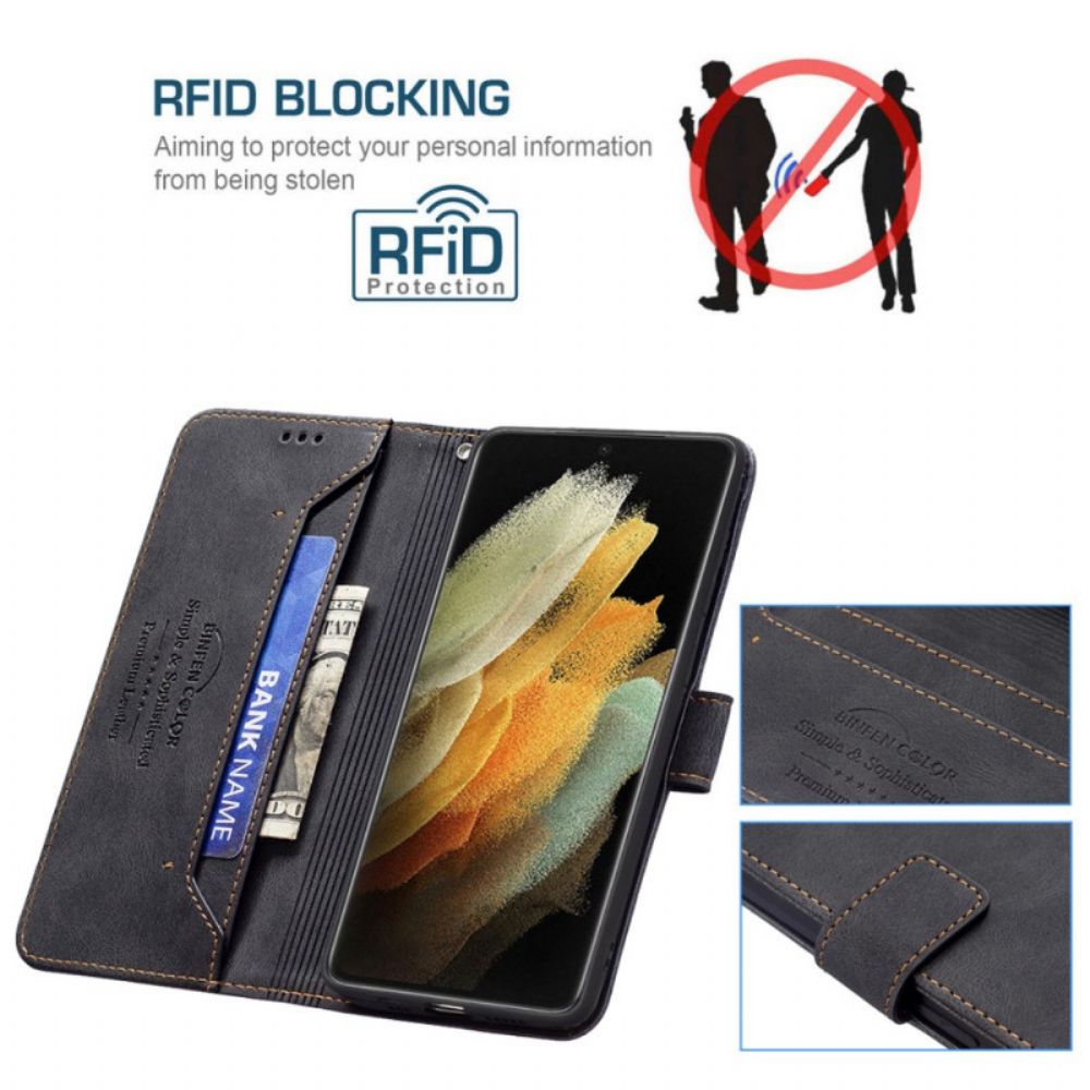 Folio-hoesje voor Samsung Galaxy S21 Ultra 5G Rfid Binfen-kleur