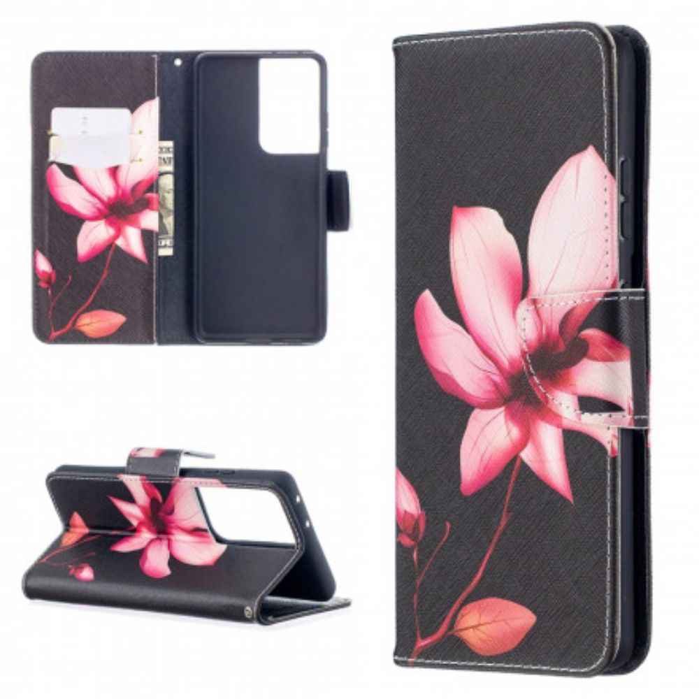 Folio-hoesje voor Samsung Galaxy S21 Ultra 5G Roze Bloem