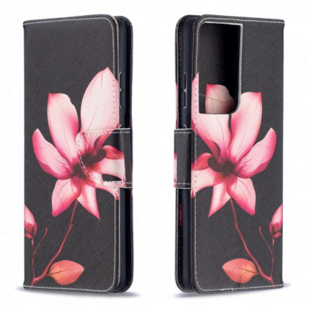 Folio-hoesje voor Samsung Galaxy S21 Ultra 5G Roze Bloem