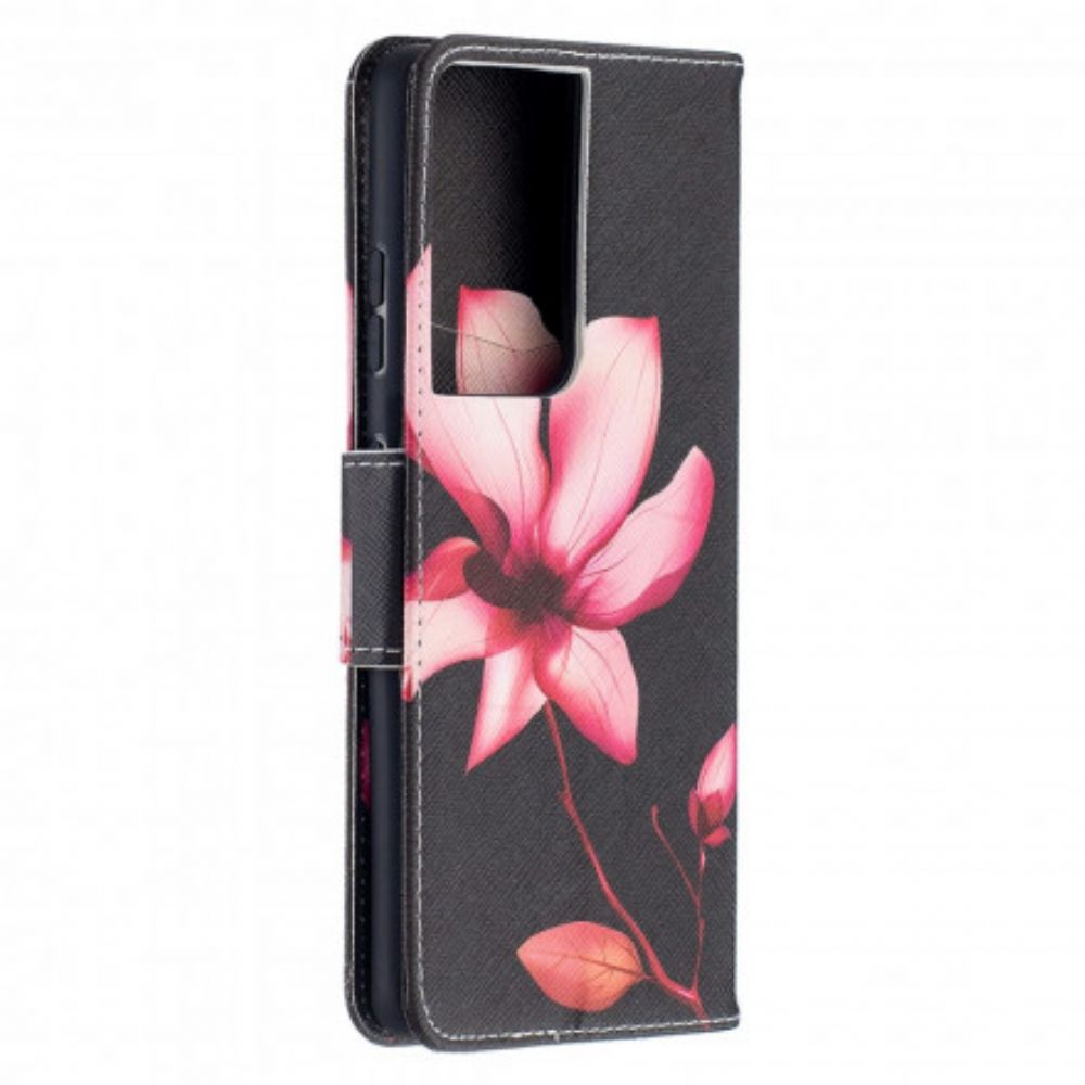 Folio-hoesje voor Samsung Galaxy S21 Ultra 5G Roze Bloem