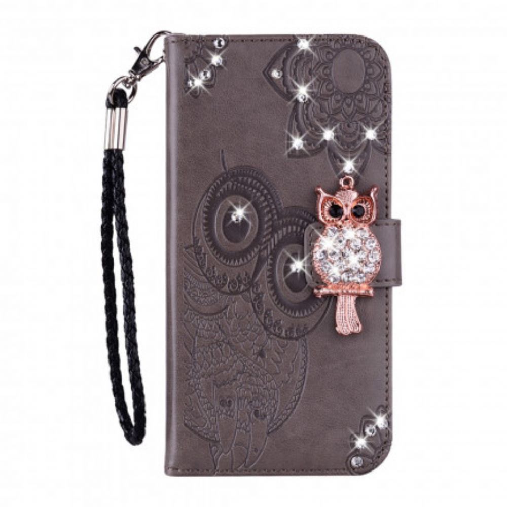 Folio-hoesje voor Samsung Galaxy S21 Ultra 5G Uil Mandala En Charm