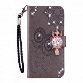 Folio-hoesje voor Samsung Galaxy S21 Ultra 5G Uil Mandala En Charm