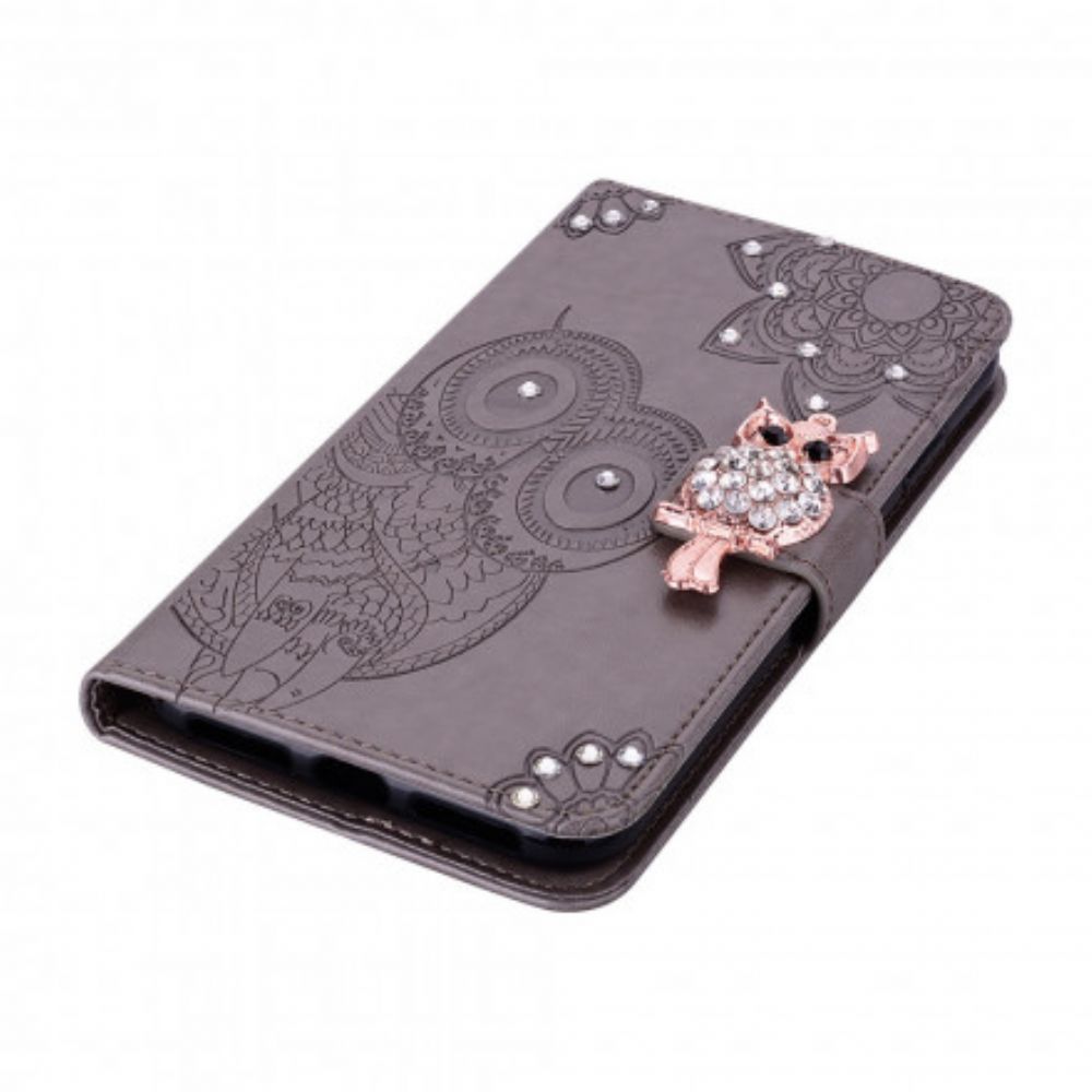 Folio-hoesje voor Samsung Galaxy S21 Ultra 5G Uil Mandala En Charm