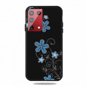 Hoesje voor Samsung Galaxy S21 Ultra 5G Blauwe Bloemen