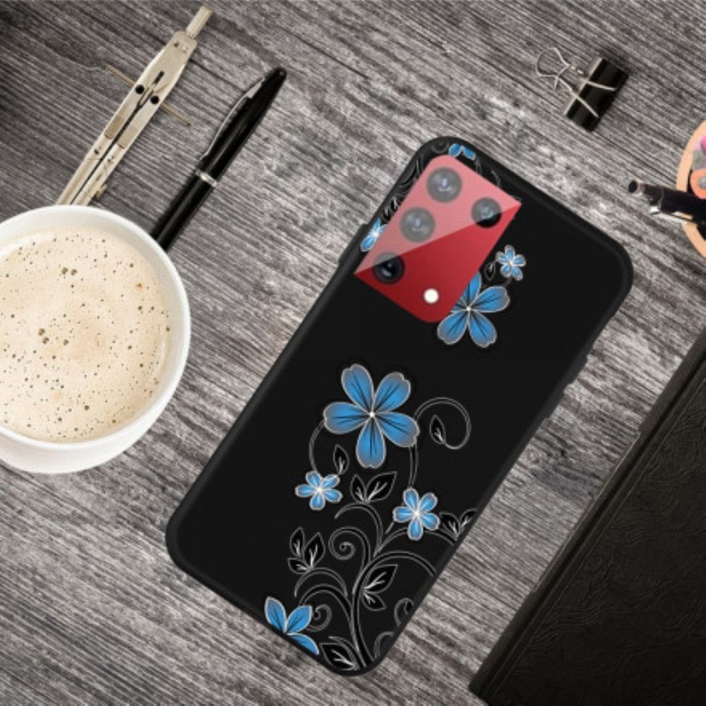 Hoesje voor Samsung Galaxy S21 Ultra 5G Blauwe Bloemen