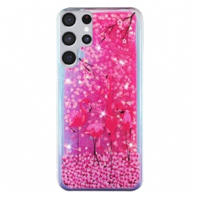 Hoesje voor Samsung Galaxy S21 Ultra 5G Flamingo Pailletten