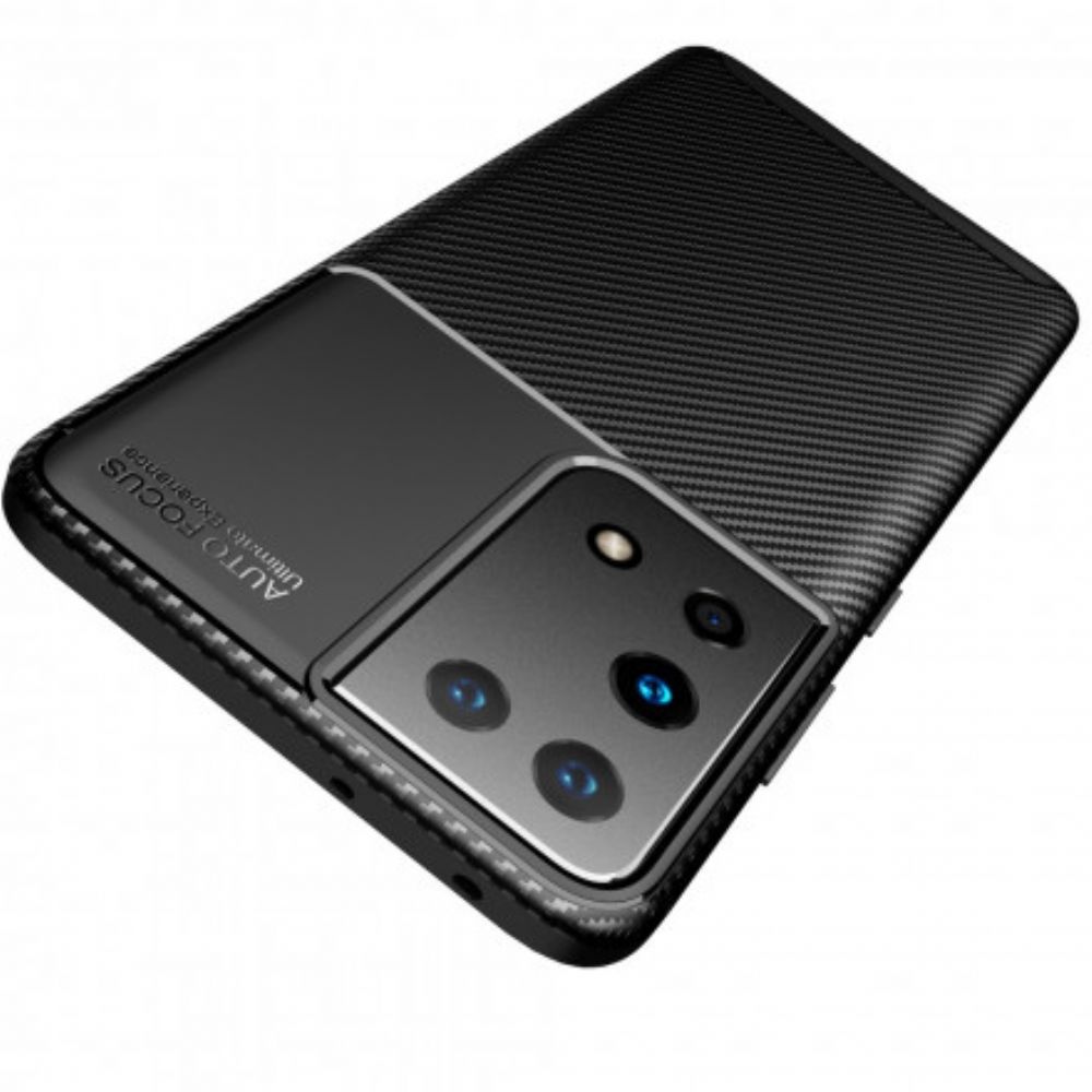 Hoesje voor Samsung Galaxy S21 Ultra 5G Flexibele Koolstofvezeltextuur