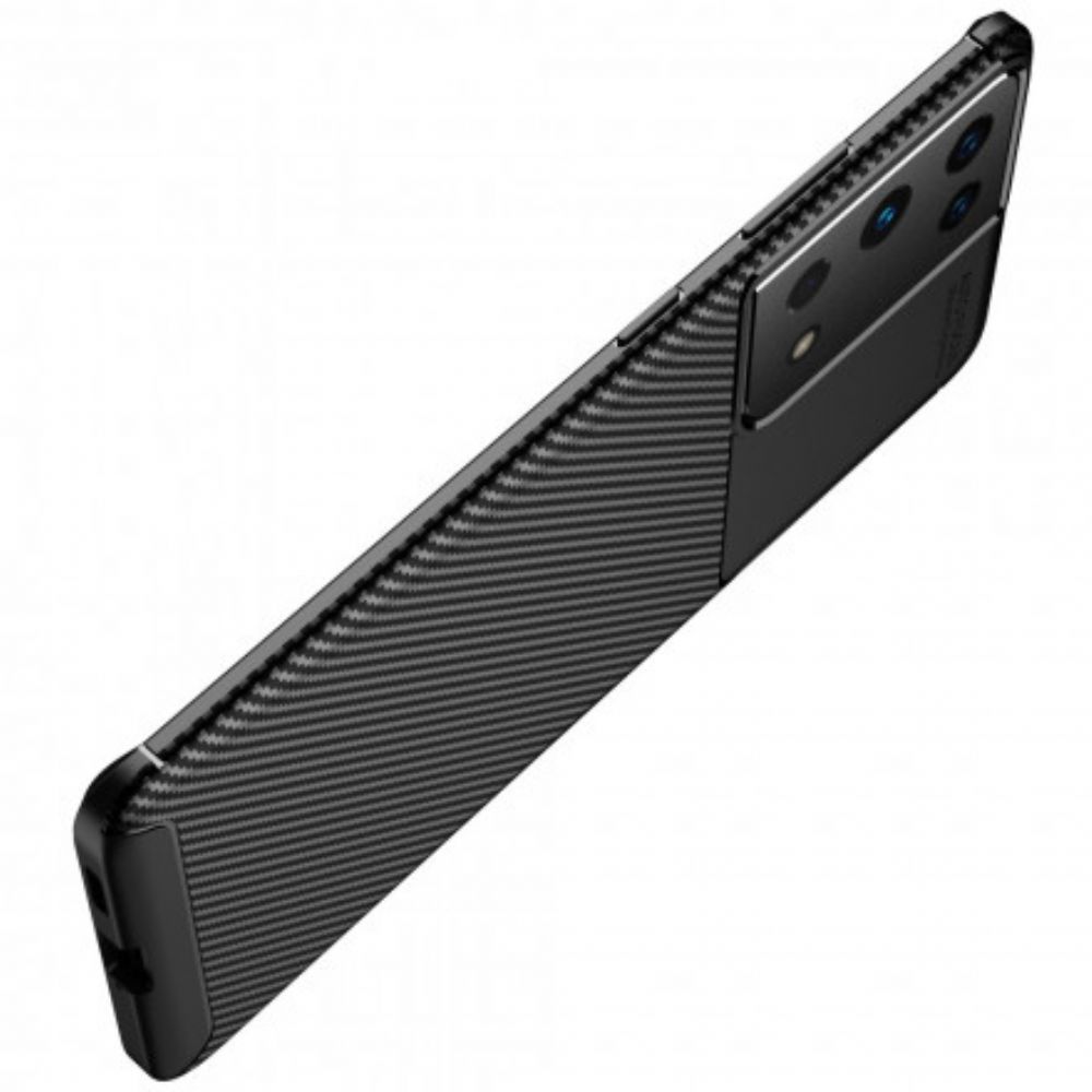 Hoesje voor Samsung Galaxy S21 Ultra 5G Flexibele Koolstofvezeltextuur