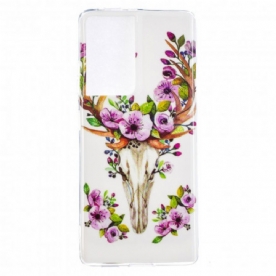 Hoesje voor Samsung Galaxy S21 Ultra 5G Fluorescerende Bloem Eland