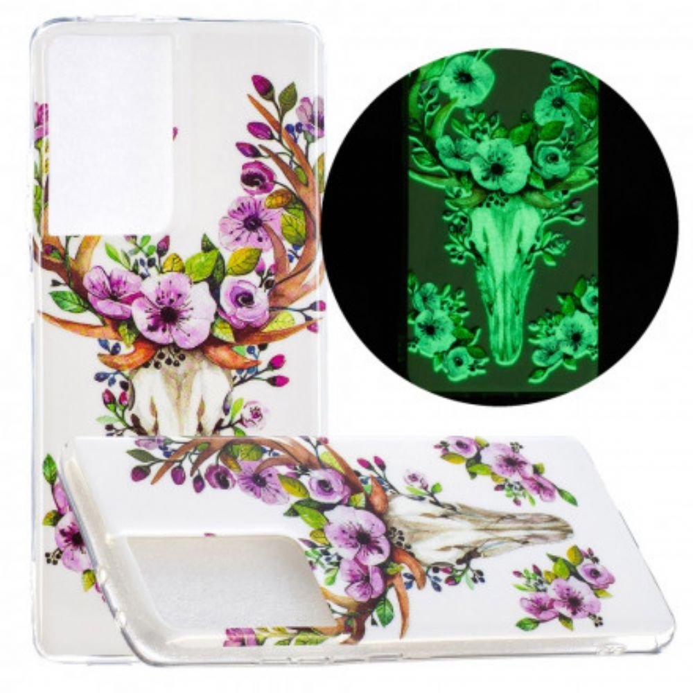 Hoesje voor Samsung Galaxy S21 Ultra 5G Fluorescerende Bloem Eland