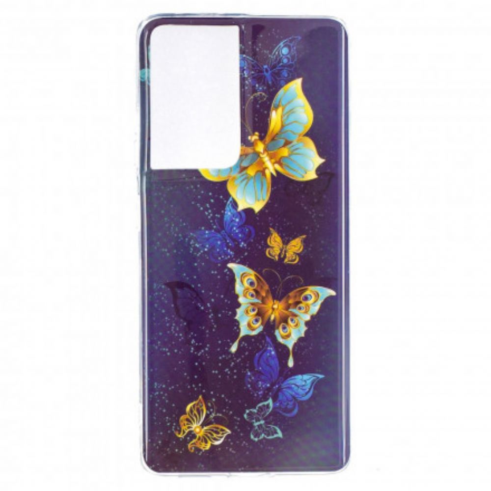 Hoesje voor Samsung Galaxy S21 Ultra 5G Fluorescerende Vlinderserie