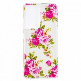 Hoesje voor Samsung Galaxy S21 Ultra 5G Fluorescerende Vrijheidsbloemen