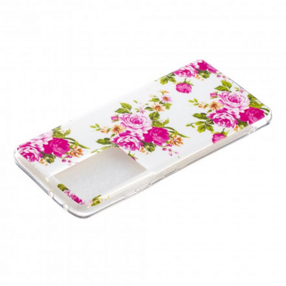 Hoesje voor Samsung Galaxy S21 Ultra 5G Fluorescerende Vrijheidsbloemen