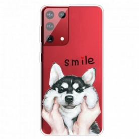 Hoesje voor Samsung Galaxy S21 Ultra 5G Glimlach Hond