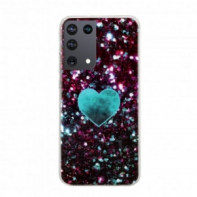 Hoesje voor Samsung Galaxy S21 Ultra 5G Glitter Marmeren Hart