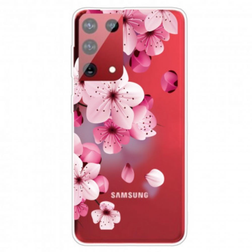 Hoesje voor Samsung Galaxy S21 Ultra 5G Kleine Roze Bloemen