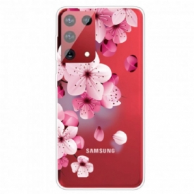 Hoesje voor Samsung Galaxy S21 Ultra 5G Kleine Roze Bloemen