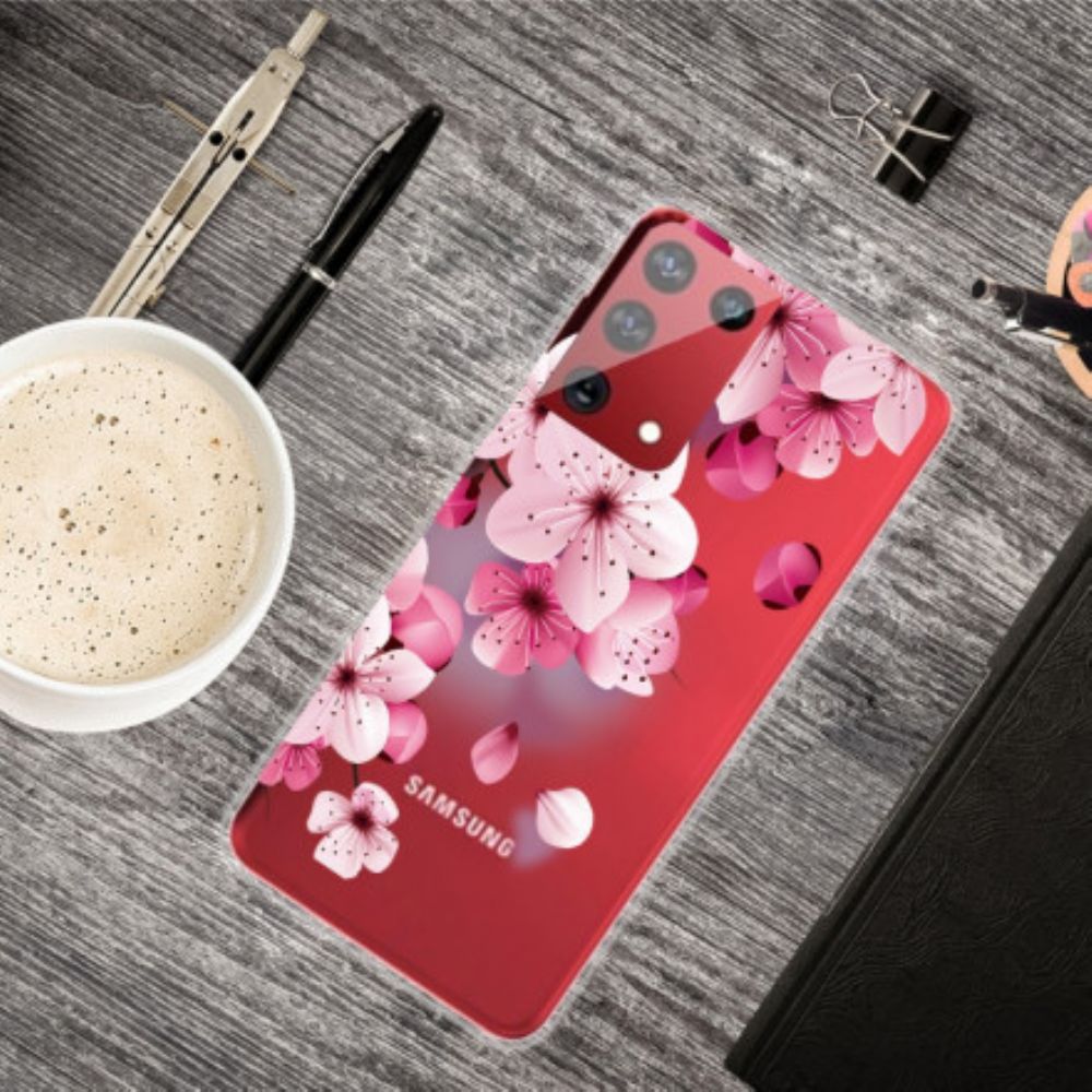 Hoesje voor Samsung Galaxy S21 Ultra 5G Kleine Roze Bloemen