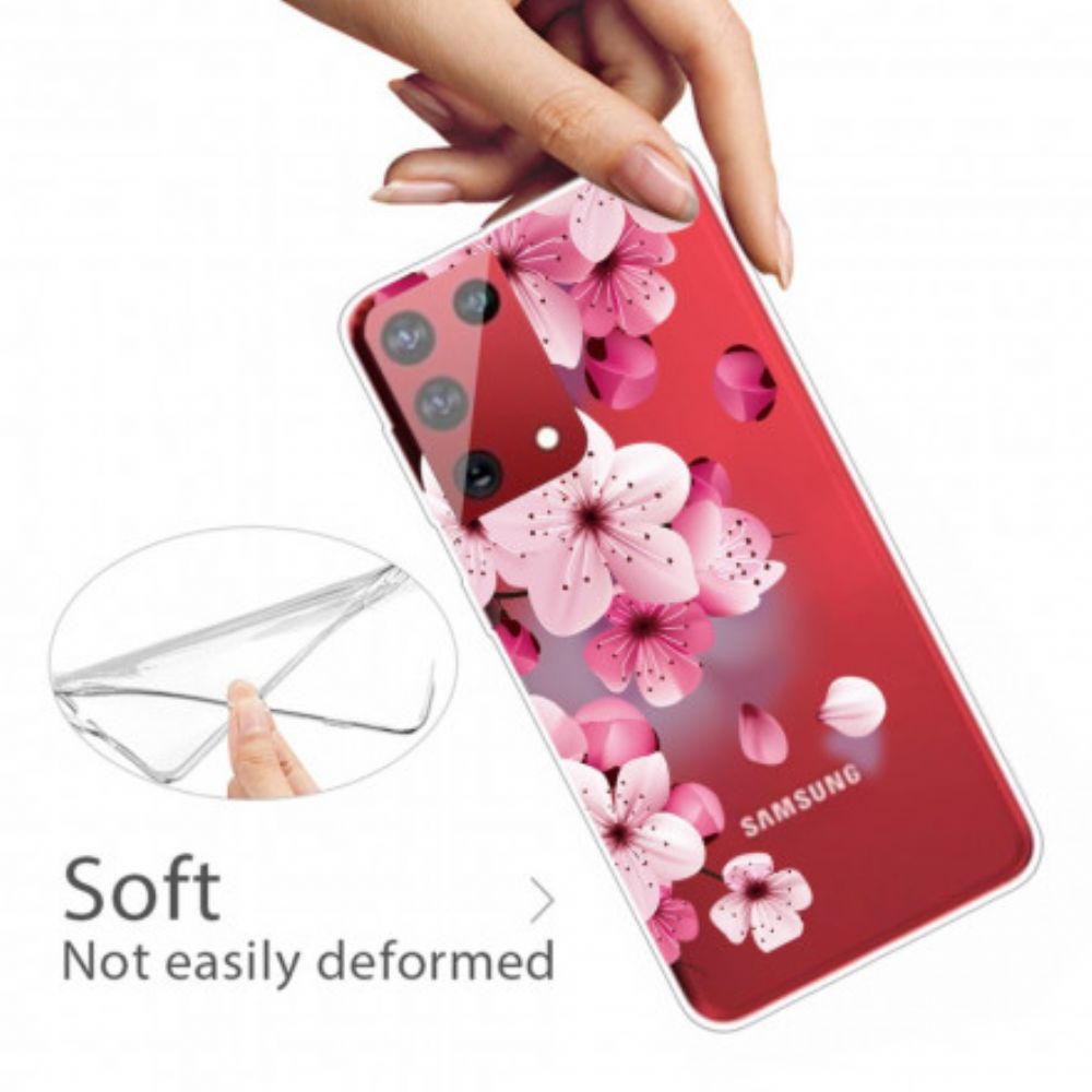 Hoesje voor Samsung Galaxy S21 Ultra 5G Kleine Roze Bloemen