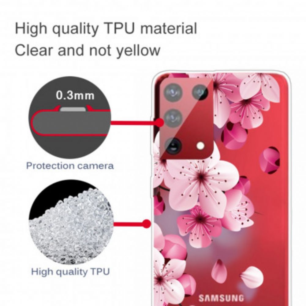 Hoesje voor Samsung Galaxy S21 Ultra 5G Kleine Roze Bloemen