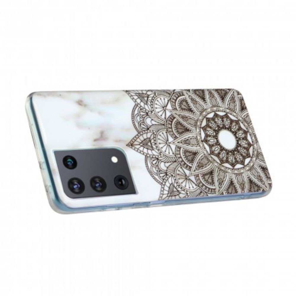 Hoesje voor Samsung Galaxy S21 Ultra 5G Marmeren Mandala