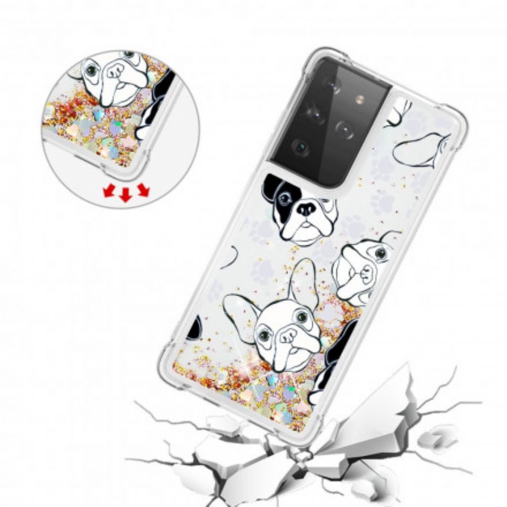 Hoesje voor Samsung Galaxy S21 Ultra 5G Meneer Glitterhond