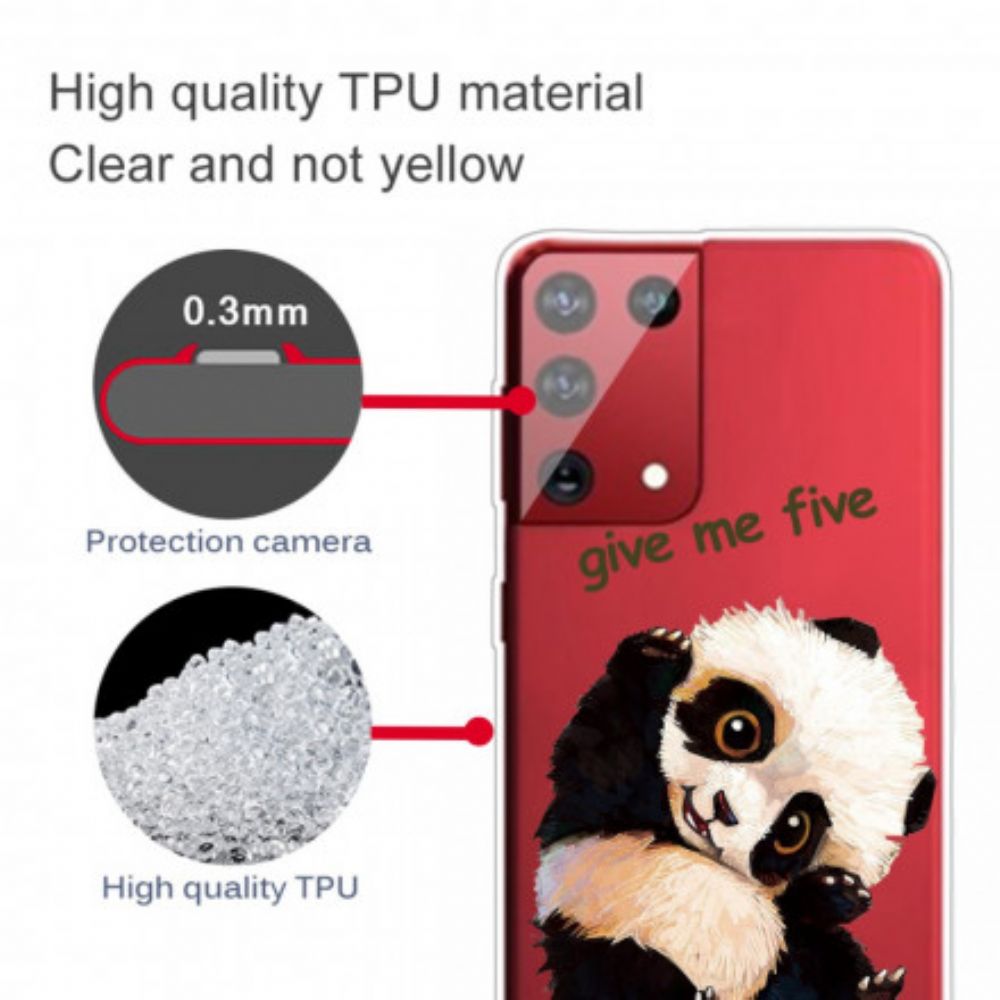 Hoesje voor Samsung Galaxy S21 Ultra 5G Panda Geef Me Vijf