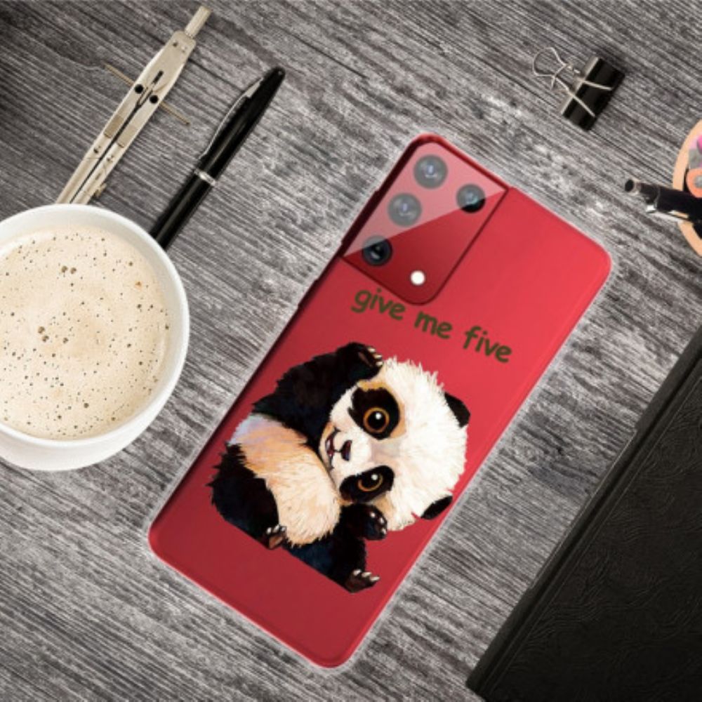 Hoesje voor Samsung Galaxy S21 Ultra 5G Panda Geef Me Vijf