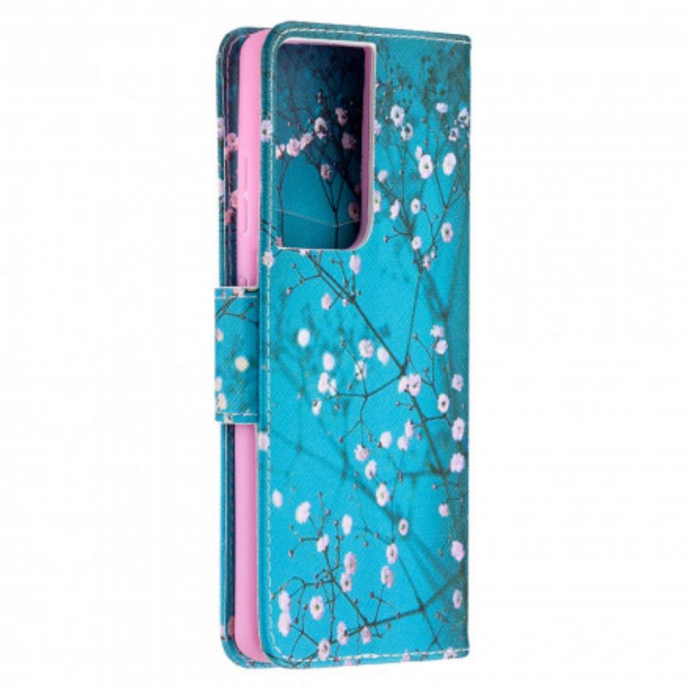 Leren Hoesje voor Samsung Galaxy S21 Ultra 5G Bloeiende Boom