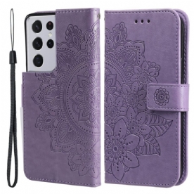 Leren Hoesje voor Samsung Galaxy S21 Ultra 5G Bloemenmandala