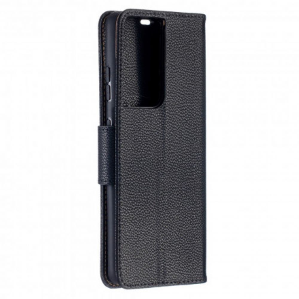 Leren Hoesje voor Samsung Galaxy S21 Ultra 5G Folio-hoesje Litchi Flap Schuin