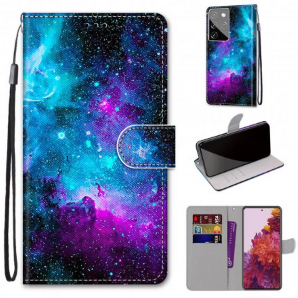 Leren Hoesje voor Samsung Galaxy S21 Ultra 5G Kosmische Hemel