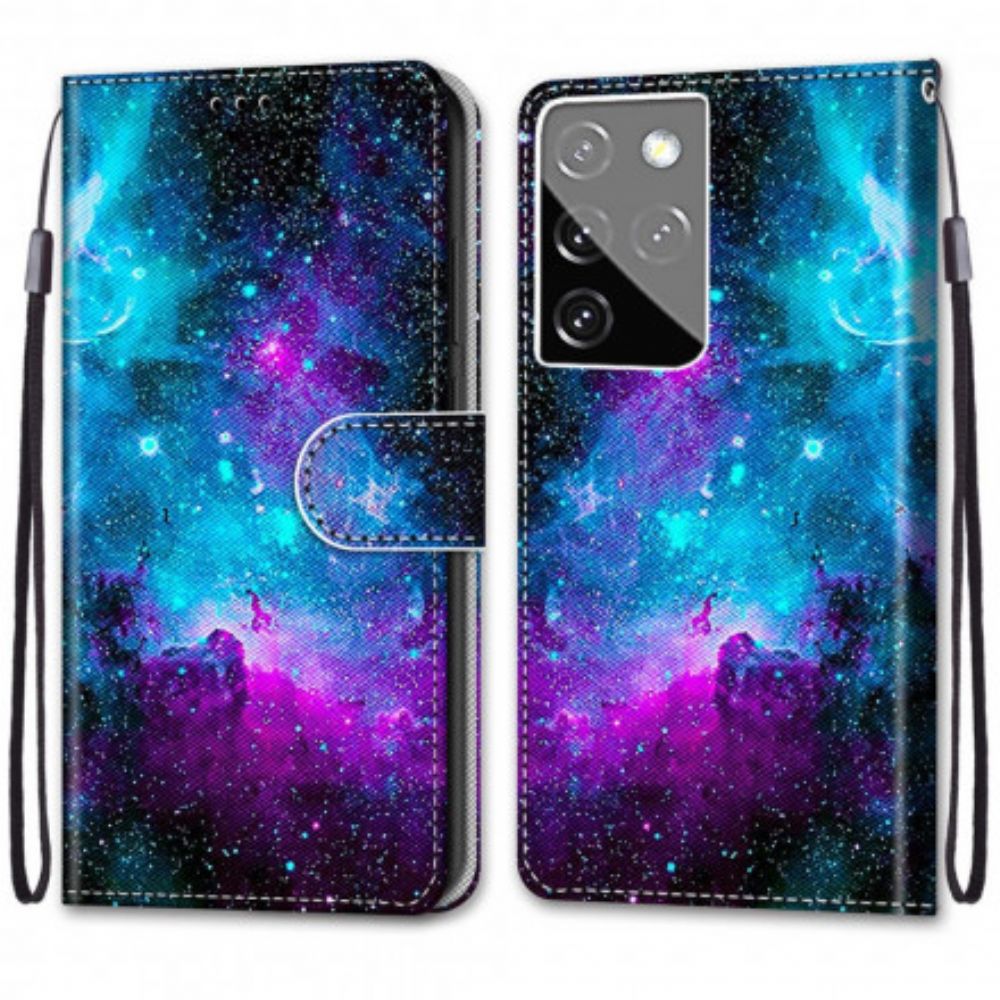 Leren Hoesje voor Samsung Galaxy S21 Ultra 5G Kosmische Hemel