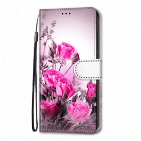 Leren Hoesje voor Samsung Galaxy S21 Ultra 5G Magische Bloemen