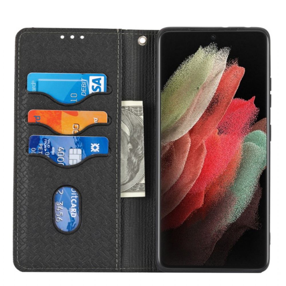 Leren Hoesje voor Samsung Galaxy S21 Ultra 5G Met Ketting Stijl Geweven Leren Band