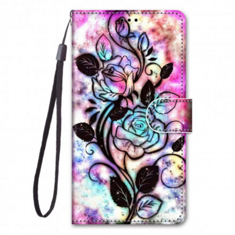 Leren Hoesje voor Samsung Galaxy S21 Ultra 5G Neonbloemen