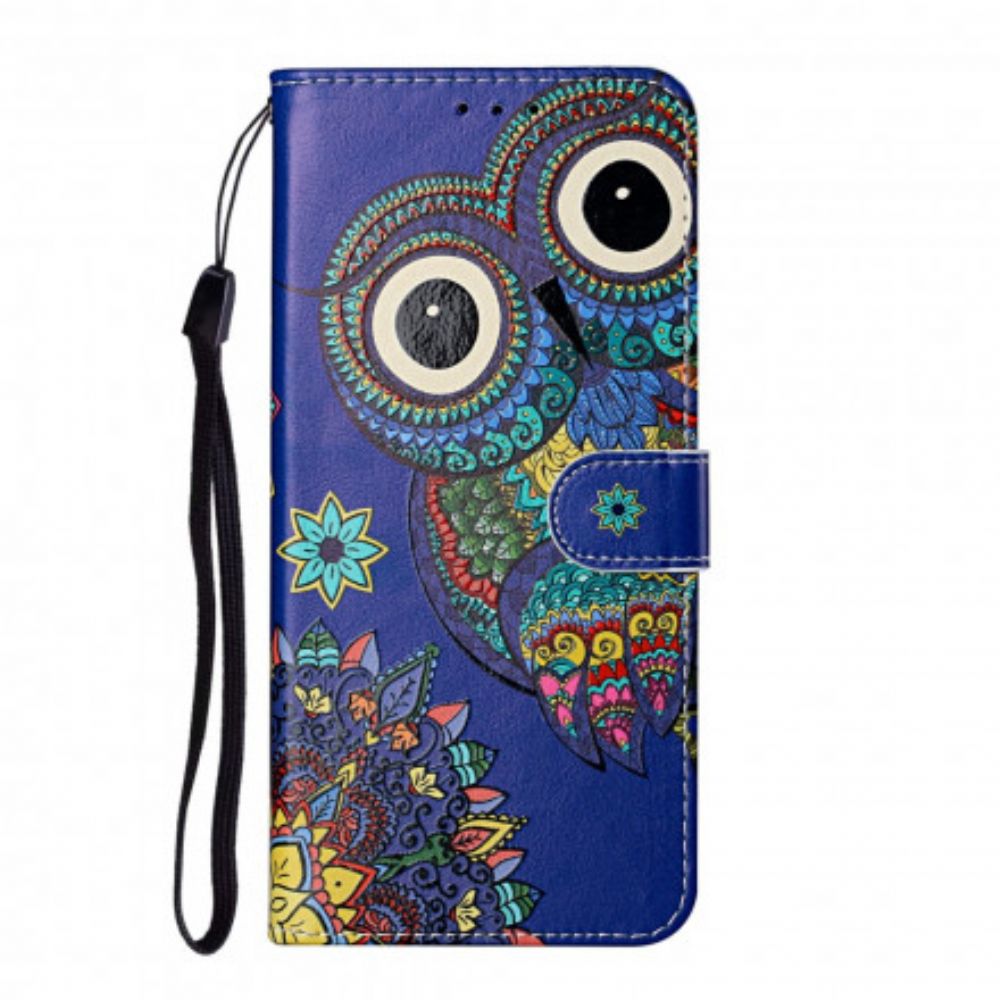 Leren Hoesje voor Samsung Galaxy S21 Ultra 5G Uil In Mandala