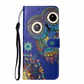 Leren Hoesje voor Samsung Galaxy S21 Ultra 5G Uil In Mandala