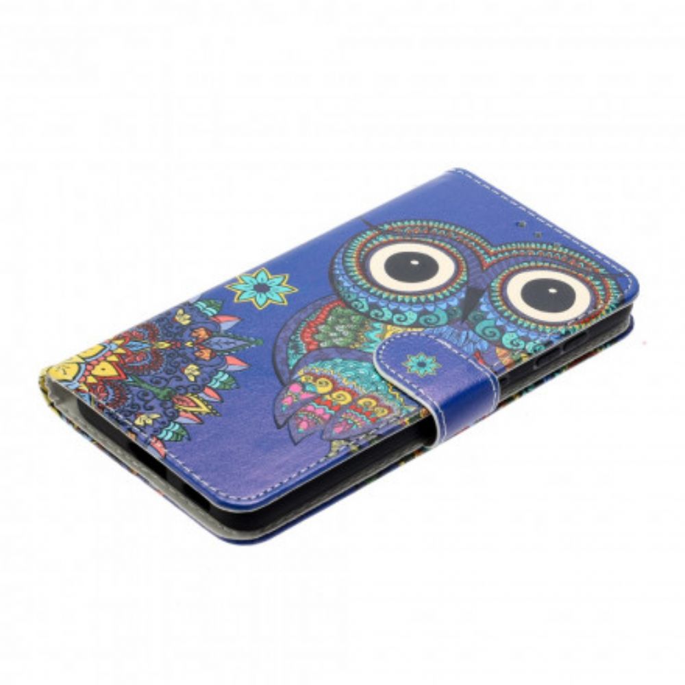 Leren Hoesje voor Samsung Galaxy S21 Ultra 5G Uil In Mandala