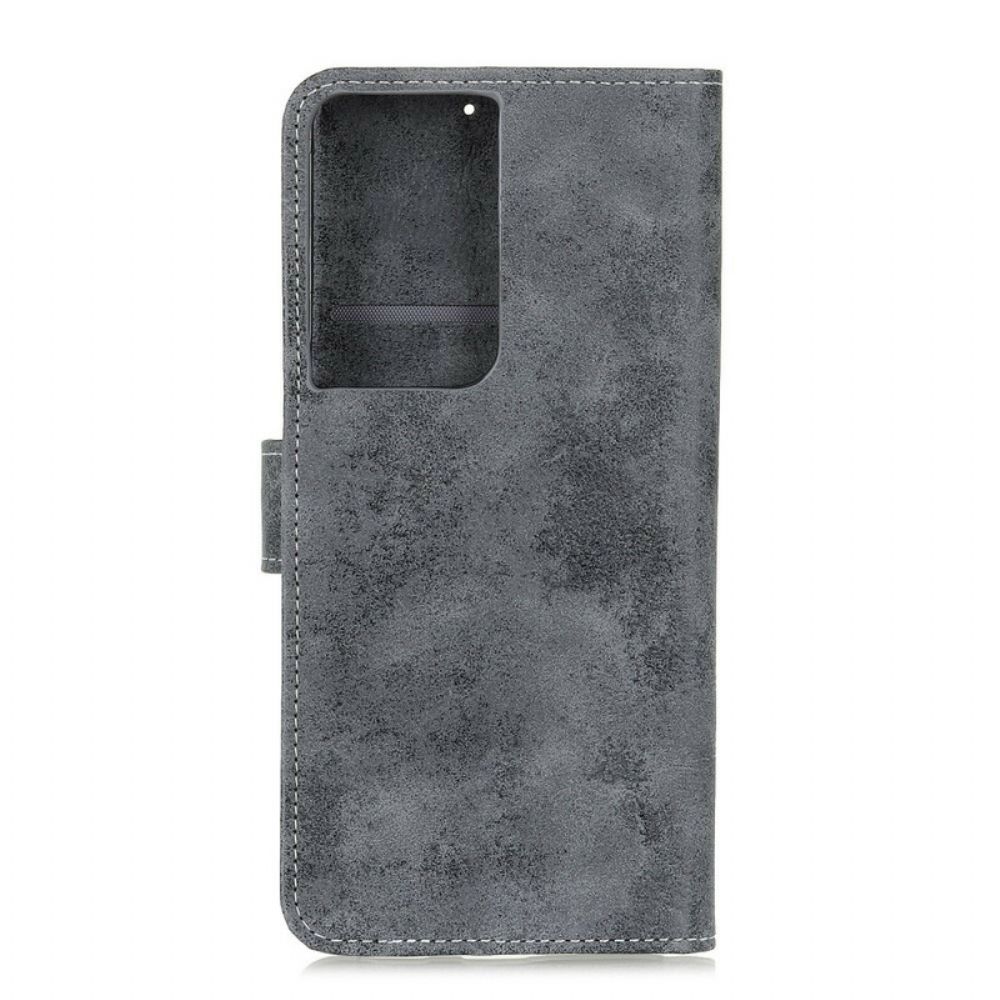 Leren Hoesje voor Samsung Galaxy S21 Ultra 5G Vintage Kunstleer