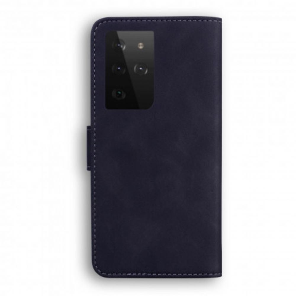 Leren Hoesje voor Samsung Galaxy S21 Ultra 5G Zwart Leereffect