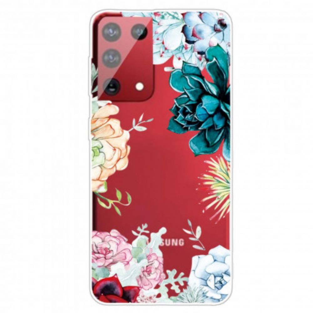 Telefoonhoesje voor Samsung Galaxy S21 Ultra 5G Aquarel Bloemen