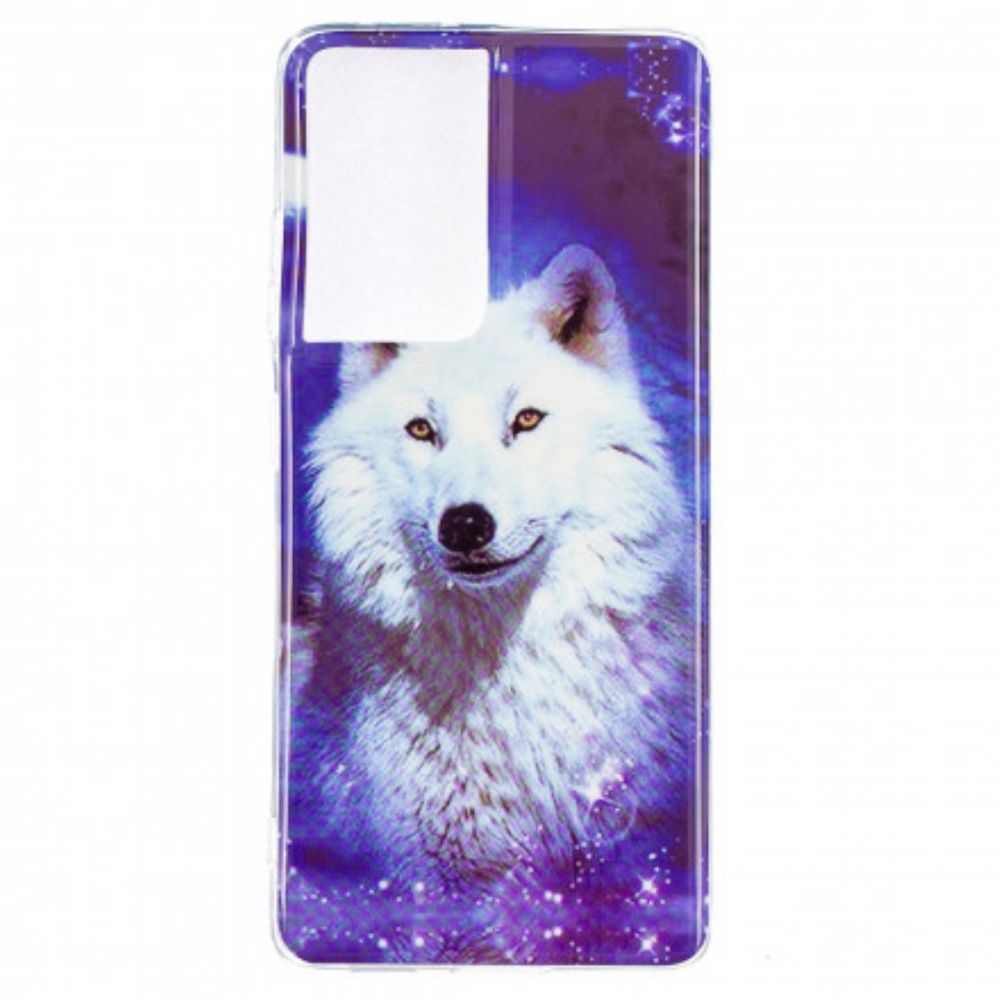 Telefoonhoesje voor Samsung Galaxy S21 Ultra 5G Fluorescerende Wolf-serie