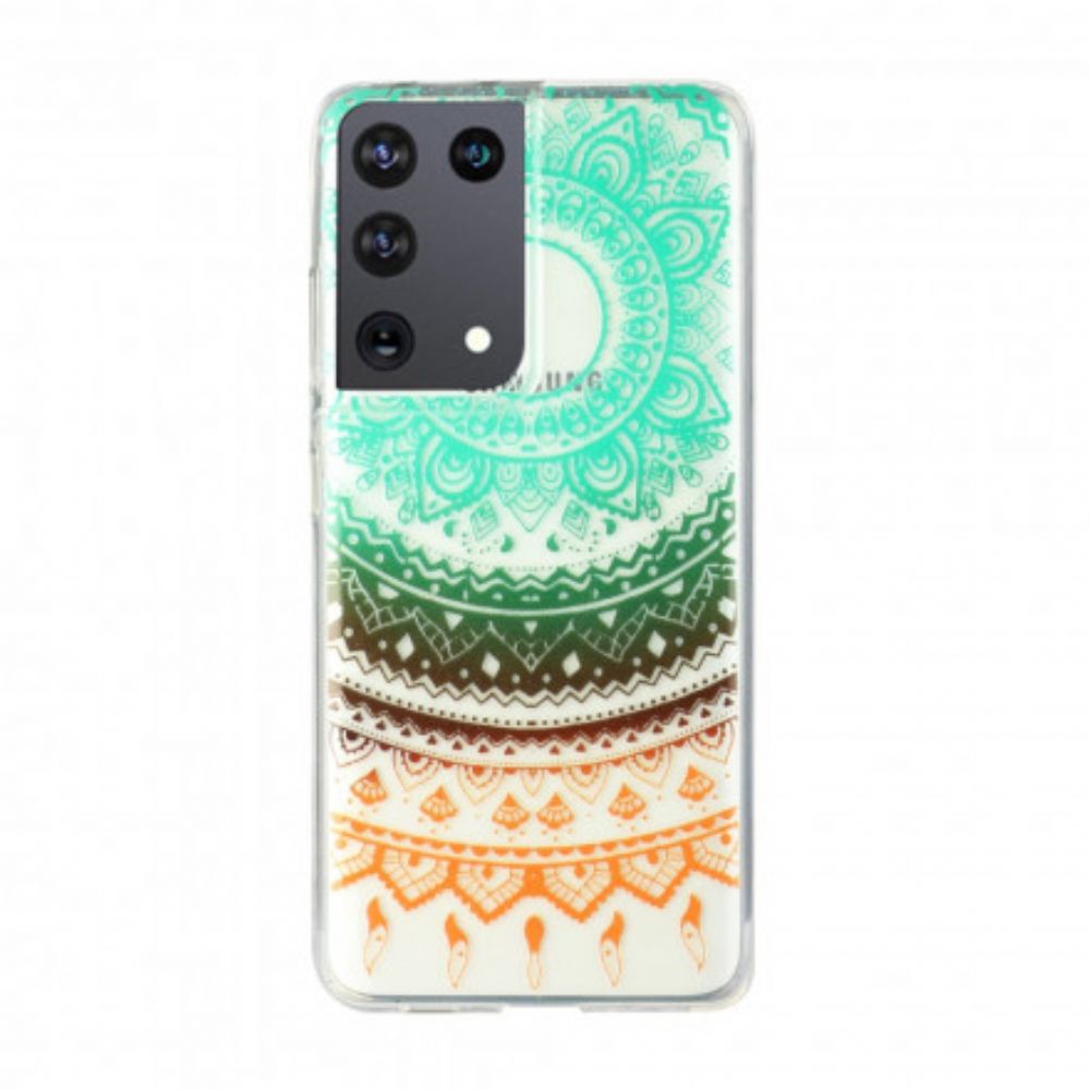 Telefoonhoesje voor Samsung Galaxy S21 Ultra 5G Transparante Bloemenmandala