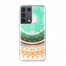 Telefoonhoesje voor Samsung Galaxy S21 Ultra 5G Transparante Bloemenmandala