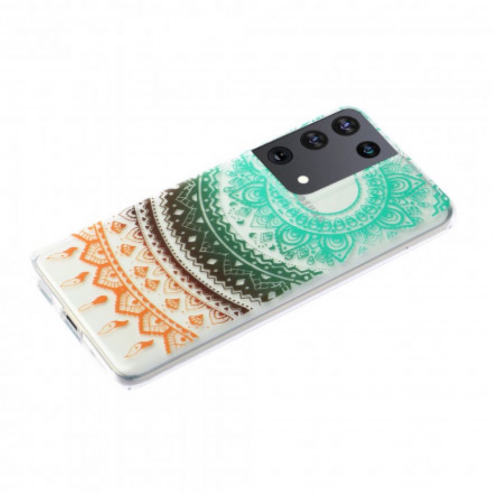 Telefoonhoesje voor Samsung Galaxy S21 Ultra 5G Transparante Bloemenmandala