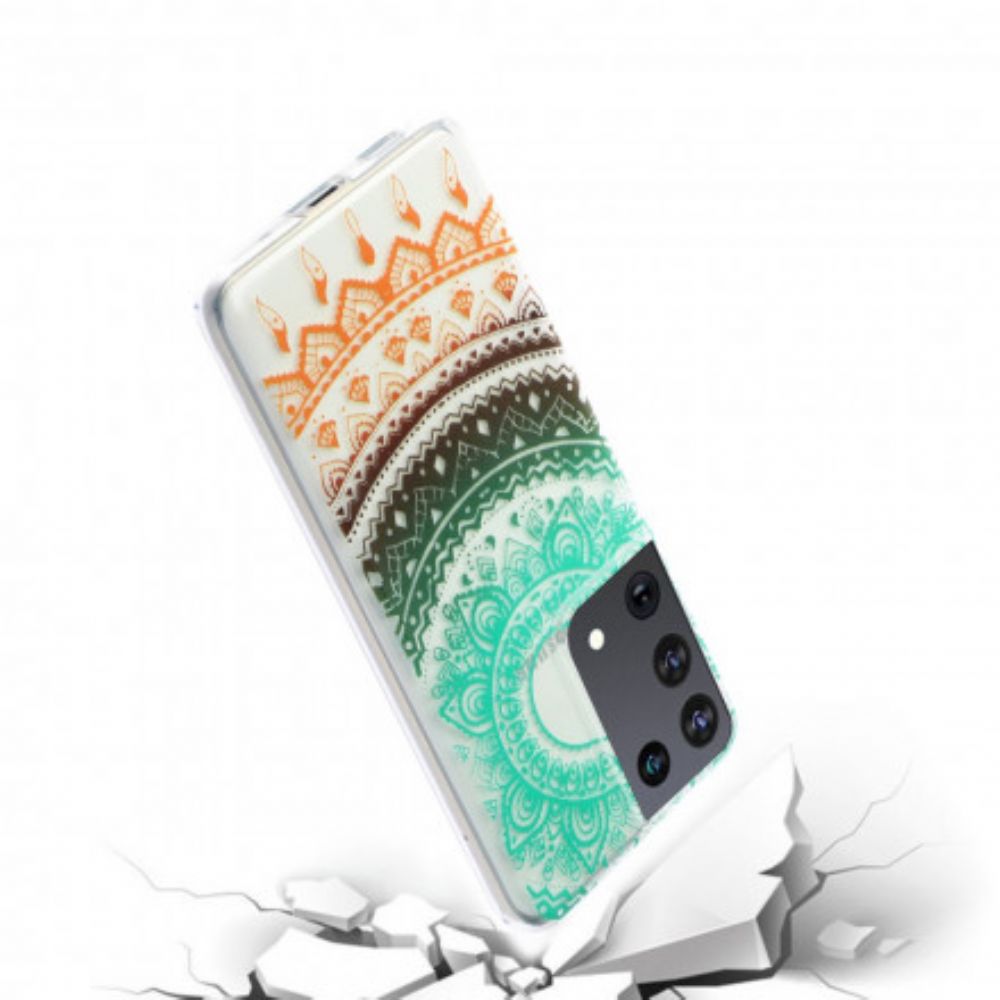 Telefoonhoesje voor Samsung Galaxy S21 Ultra 5G Transparante Bloemenmandala