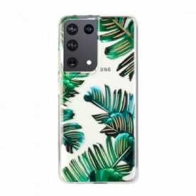 Telefoonhoesje voor Samsung Galaxy S21 Ultra 5G Transparante Groene Bladeren