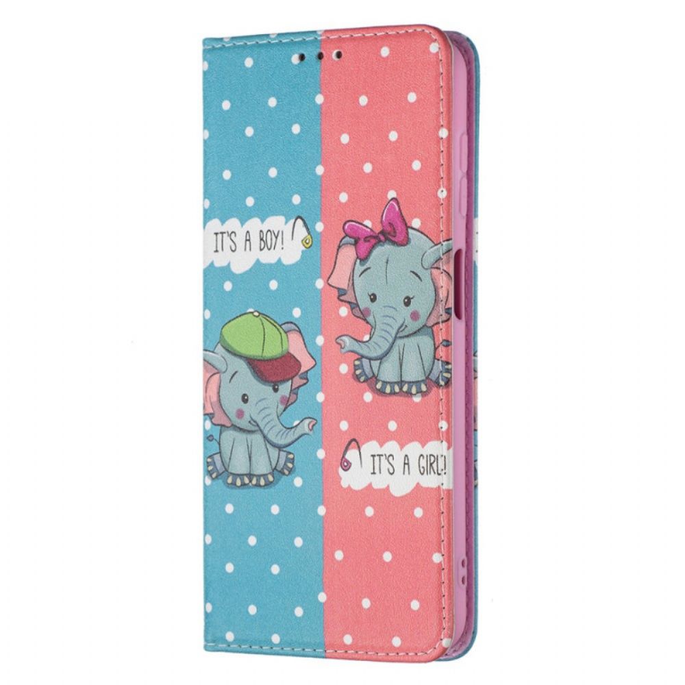 Bescherming Hoesje voor Samsung Galaxy A13 5G Folio-hoesje Baby Olifanten