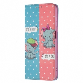 Bescherming Hoesje voor Samsung Galaxy A13 5G Folio-hoesje Baby Olifanten